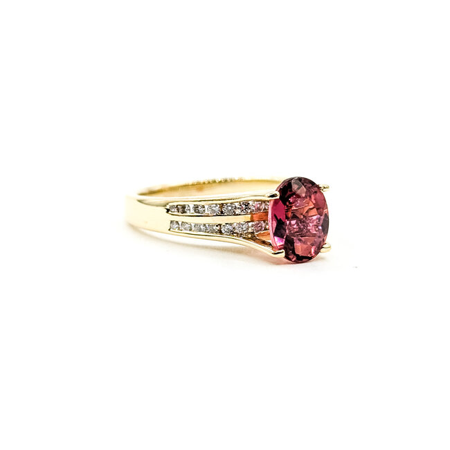 Ring 0.3ctw Round Diamonds 2ct Pink Tourmaline 14ky 8mm Sz7 4.13g 225110015