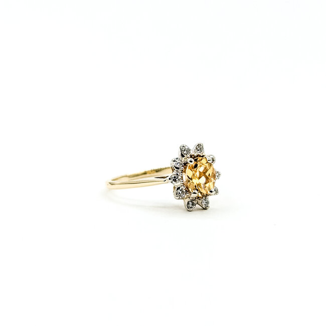 Ring Halo 0.2ctw Round Diamonds .50ct Citrine 14ky 10.85mm Sz6.25 2.5g 225110018