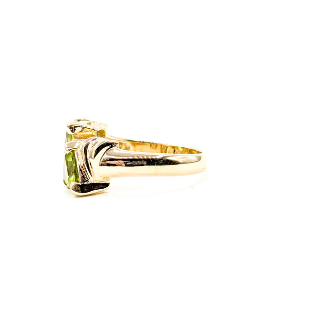 Ring Toi et Moi 0.03ctw Round Diamonds 2.2ctw Peridot 14ky 10.35mm Sz6.5 6.1g 225110021