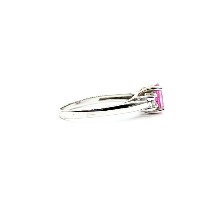Ring Accented Solitaire 0.2ctw Round Diamonds .80ct Pink Topaz 14kw 6.8mm Sz7.25 2.9g 225110005