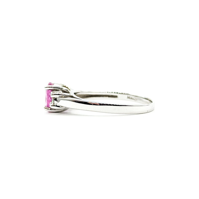Ring Accented Solitaire 0.2ctw Round Diamonds .80ct Pink Topaz 14kw 6.8mm Sz7.25 2.9g 225110005