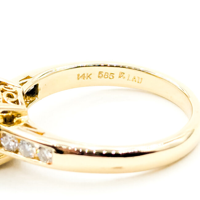 Ring 0.18ctw Round Diamonds 9mm Tahitian Pearl 14ky 9mm Sz6.5 4.5g 225110029