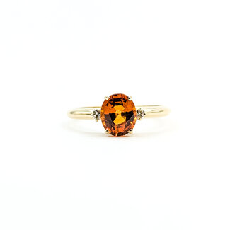 Ring Accented Solitaire 0.01ctw Round Diamonds 1.83ct Spessartine 14ky 8mm Sz8 2.6g 225110014