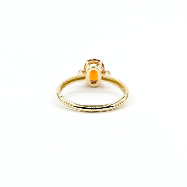 Ring Accented Solitaire 0.01ctw Round Diamonds 1.83ct Spessartine 14ky 8mm Sz8 2.6g 225110014