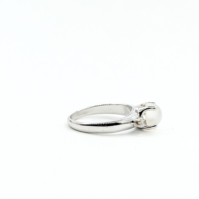 Ring Unique 0.05ctw Round Diamonds 1.15ct Catseye Moonston 14kw 6.5mm Sz4.5 2.5g 225110027