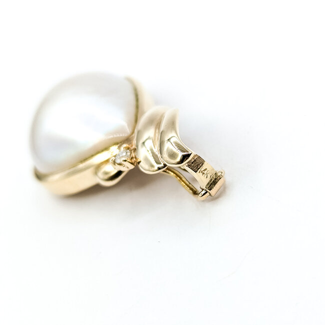 Pendant Enhancer 0.01ctw Round Diamonds 20.5mm x 15.5mm Pearl 14ky 32.4mm x 16mm 4.6g 225110035