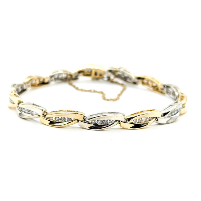 Bracelet Twisted Line 1.12ctw Round Diamonds 14ktt 5.5mm 6.75" 15g 225110051