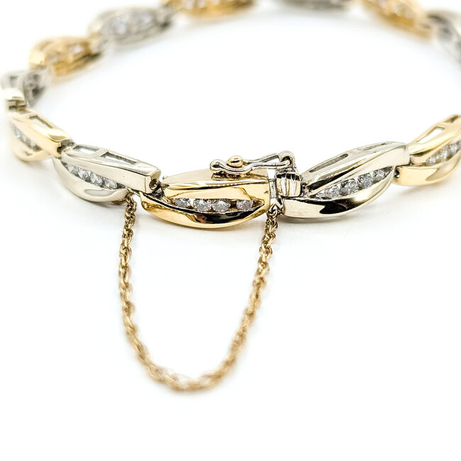 Bracelet Twisted Line 1.12ctw Round Diamonds 14ktt 5.5mm 6.75" 15g 225110051