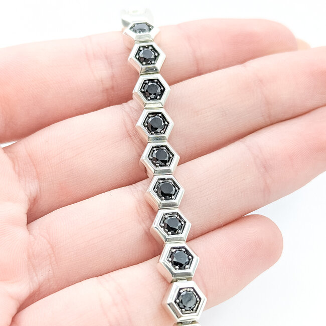 Bracelet David Yurman Hex Pave 5ctw Round Diamonds Sterling 8mm 8" 37.02g 125110059