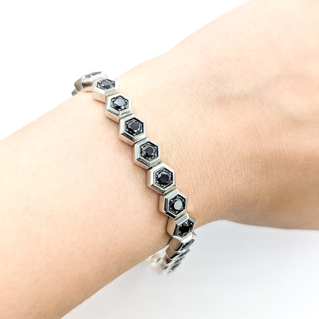 Bracelet David Yurman Hex Pave 5ctw Round Diamonds Sterling 8mm 8" 37.02g 125110059