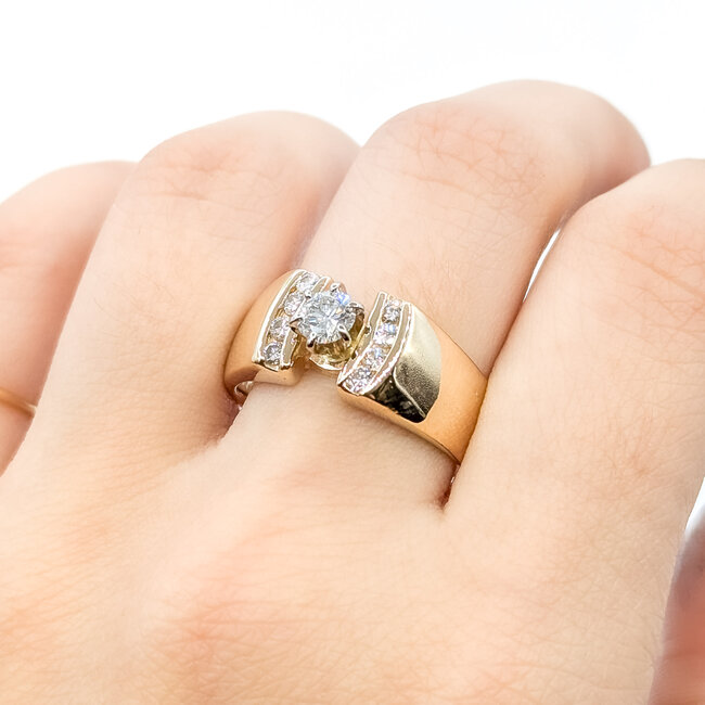 Ring Split Shank .55ctw Round Diamonds 14ky 8mm Sz8.75 8.71g 125120001