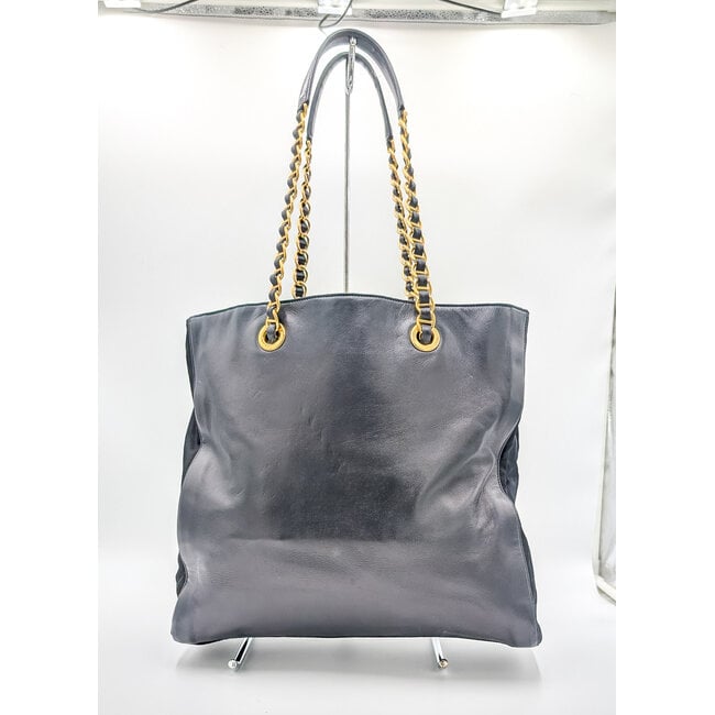 Handbag Prada Napa Navy Leather Gold Chain 125125059
