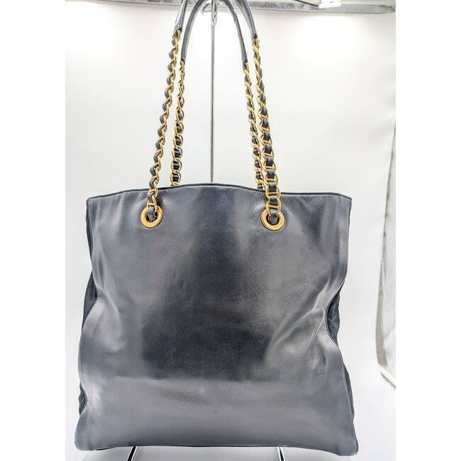 Handbag Prada Napa Navy Leather Gold Chain 125125059