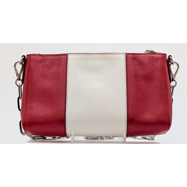 Handbag Prada Triangle Logo Plate Red & White 125125047