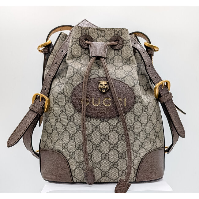 Handbag Gucci Neo Vintage GG Beige Canvas Drawstring 125125044