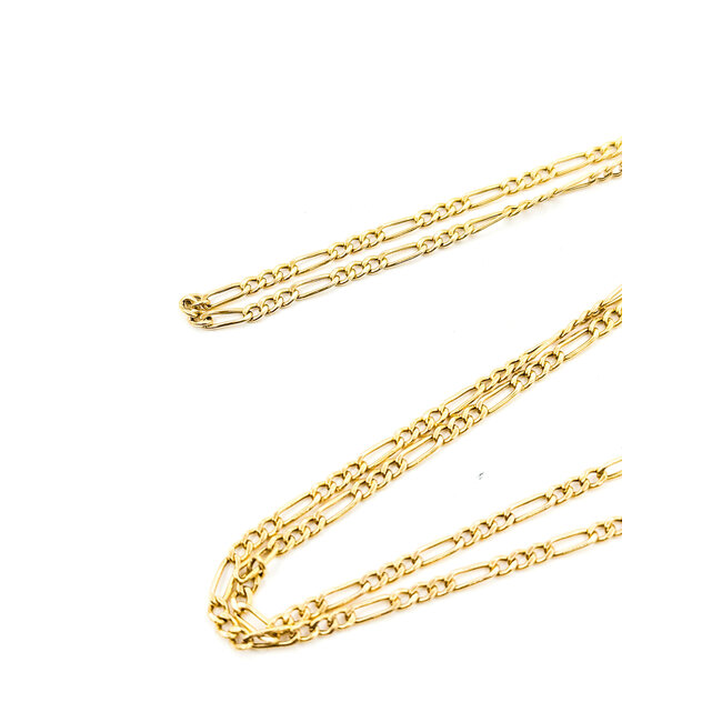 Necklace Figaro Link Lobster Clasp 14ky 2.5mm 20" 2.53g 125092020