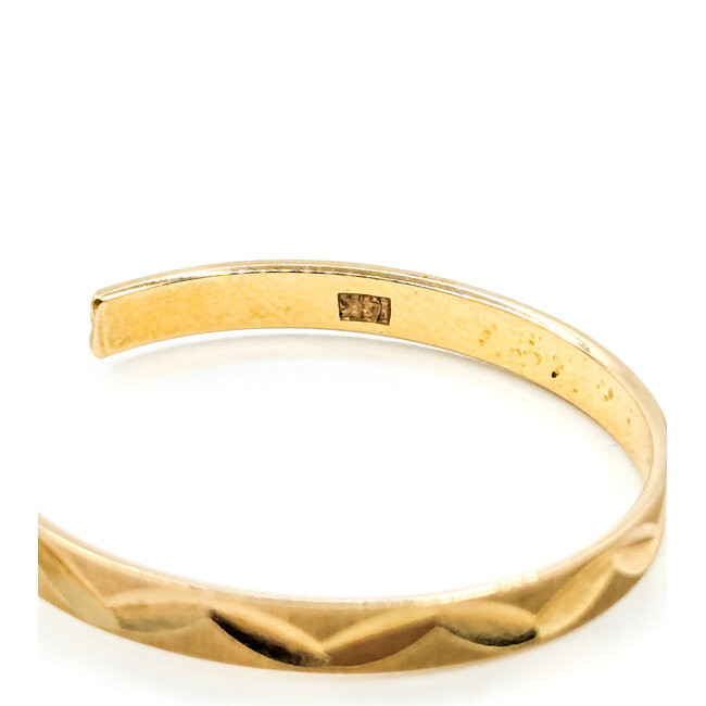 Earrings J-Hoop Stream Pattern Friction Back 14ky 3mm 1.05" 3.8g 125102012