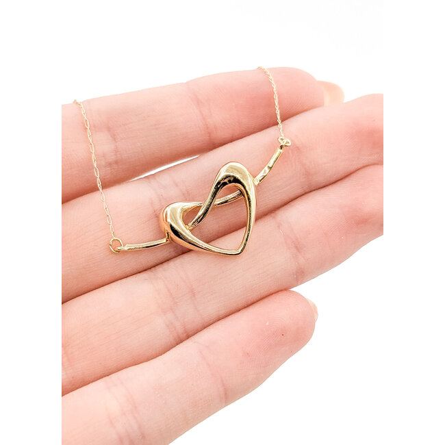Necklace Heart 14ky 1.5x.6" 19" 3.3g 125102013
