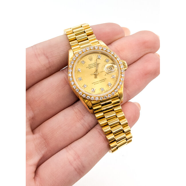 Watch Ladies Presidential Rolex 69178 Yr. 1987 26mm 18kt Yellow Gold 6" Watch Only 125126001