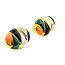 Earrings Omega Back .20ctw Round Diamonds 14x6mm Lapis, MOP, Onyx, Malachite, Coral 14ky 1.1x.75" 16.54g 225120007