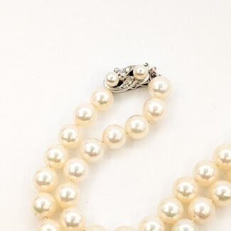 Necklace Strand .03ctw Single Cut Diamonds 6.5mm Pearl 14kw 15" 225110076