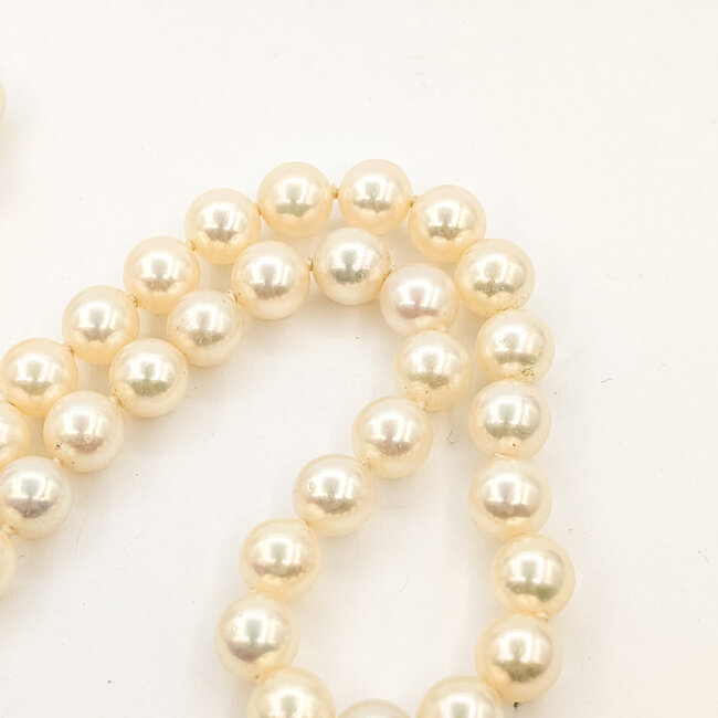 Necklace Strand .03ctw Single Cut Diamonds 6.5mm Pearl 14kw 15" 225110076