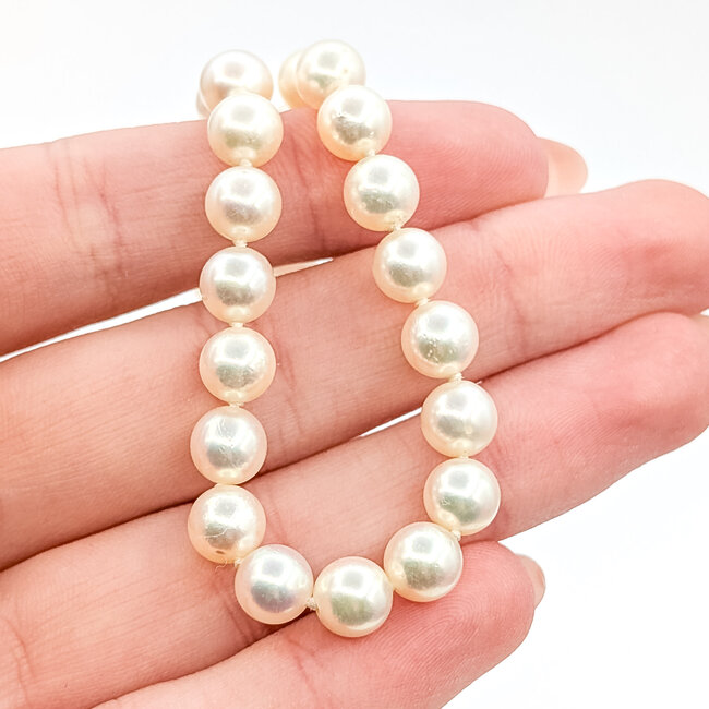 Necklace Strand .03ctw Single Cut Diamonds 6.5mm Pearl 14kw 15" 225110076