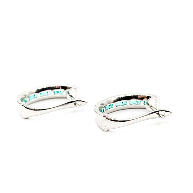 Earrings Lever Back 0.43ctw Round Diamonds 1.13ctw Emerald 14kw .8x.2" 5.54g 225110140