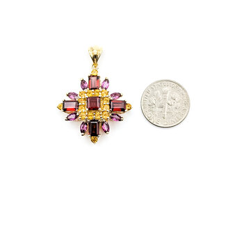 Pendant Starburst 4.7ctw Garnet .16ctw Citrine 10k 36.65mm x 27.65mm 5.4g 225110033