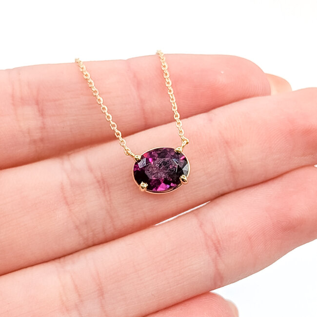 Necklace 2.54ct Garnet 14ky 18" 9.5x7.5mm 125100078