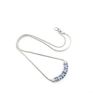 Necklace Alternating 0.12ctw Round Diamonds 2.25ctw Tanzanite 14kw 12.5mm x 35.5mm 17" 5.6g 225110049