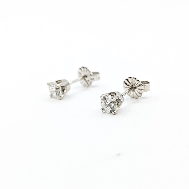 Earrings Stud .60ctw Round Diamonds 14kw 5.2mm .97g 225120015