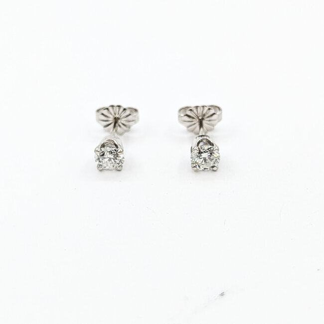 Earrings Stud .60ctw Round Diamonds 14kw 5.2mm .97g 225120015