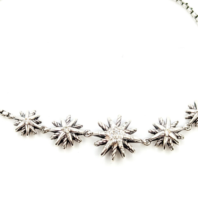 Bracelet David Yurman Starburst .18ctw Round Diamonds 925 12.5mm 6-7.25" 8.62g 125110147