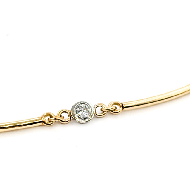 Necklace Choker 0.13ct Round Diamond 14ky 1.7mm 15" 4.64g 125100031