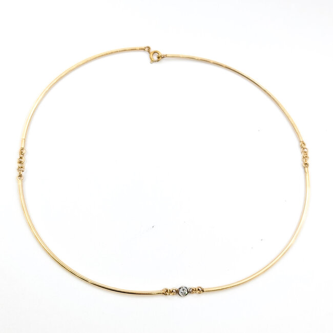 Necklace Choker 0.13ct Round Diamond 14ky 1.7mm 15" 4.64g 125100031