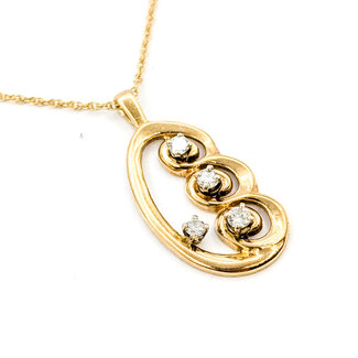Pendant Swirl .28ctw Round Diamonds 14ky 1.5mm 20" 4.78g 225100108