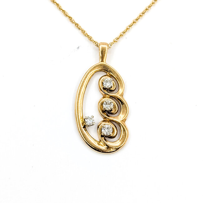Pendant Swirl .28ctw Round Diamonds 14ky 1.5mm 20" 4.78g 225100108