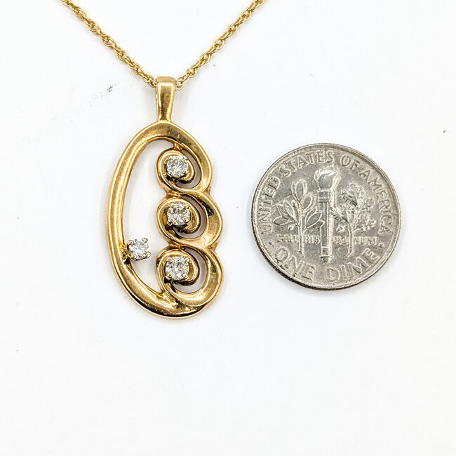 Pendant Swirl .28ctw Round Diamonds 14ky 1.5mm 20" 4.78g 225100108