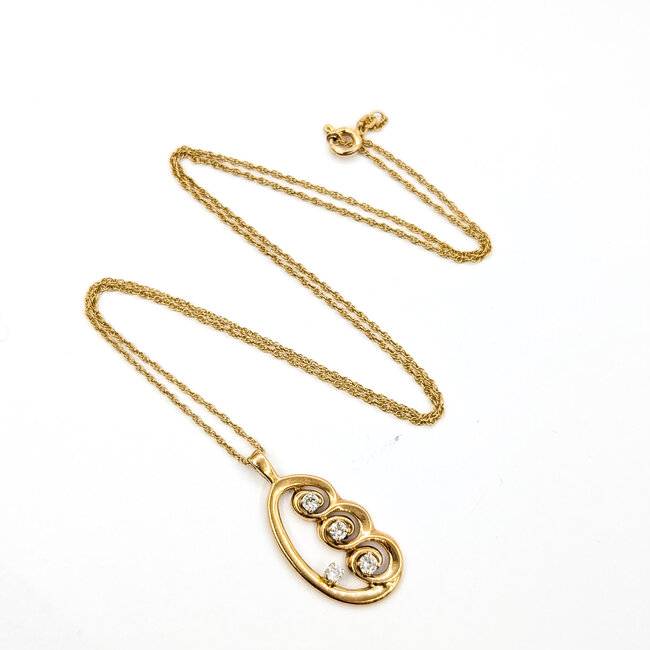 Pendant Swirl .28ctw Round Diamonds 14ky 1.5mm 20" 4.78g 225100108