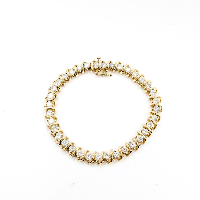 Bracelet Tennis 6.90ctw Round Diamonds 14ky 7mm 7.5" 21.04g 225120010
