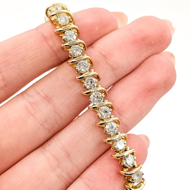 Bracelet Tennis 6.90ctw Round Diamonds 14ky 7mm 7.5" 21.04g 225120010