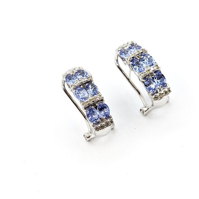 Earrings Alternating 0.16ctw Round Diamonds 2.24ctw Tanzanite 14kw 20mm x 6mm 3.9g 225110048