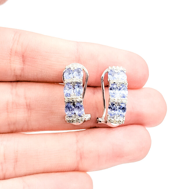 Earrings Alternating 0.16ctw Round Diamonds 2.24ctw Tanzanite 14kw 20mm x 6mm 3.9g 225110048
