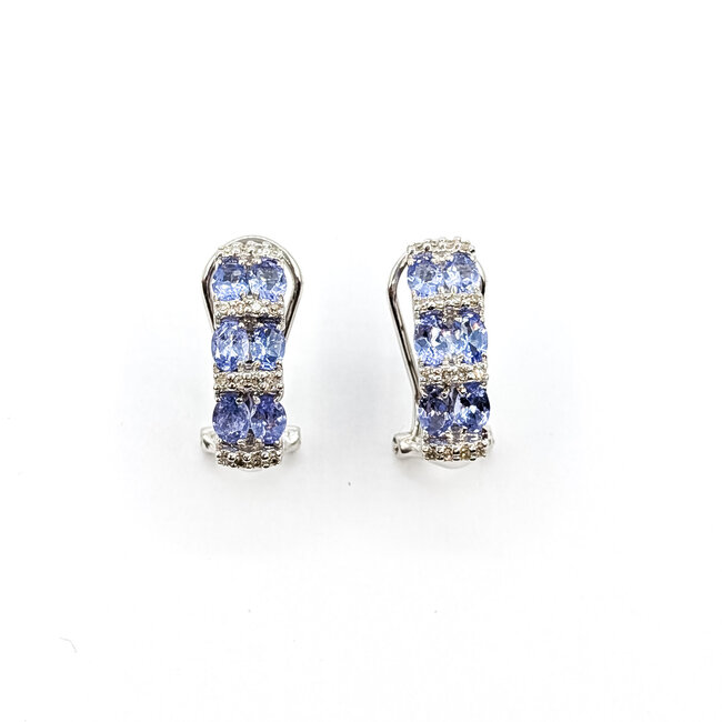Earrings Alternating 0.16ctw Round Diamonds 2.24ctw Tanzanite 14kw 20mm x 6mm 3.9g 225110048