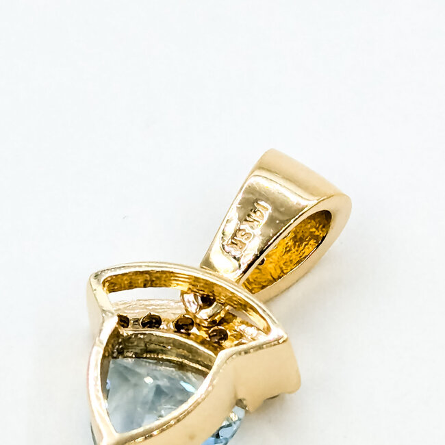 Pendant 0.22ctw Round Diamonds 1ct Aquamarine 14ky 21.5mm x 12.4mm 3.4g 225110041