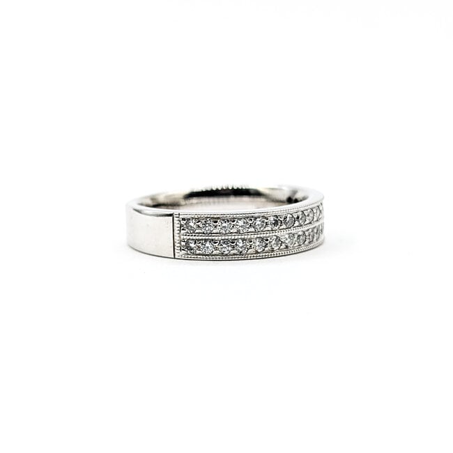 Ring 2-Row Milgrain .50ctw Round Diamonds 14kw 4.5mm Sz5.5 4.34g 125110035