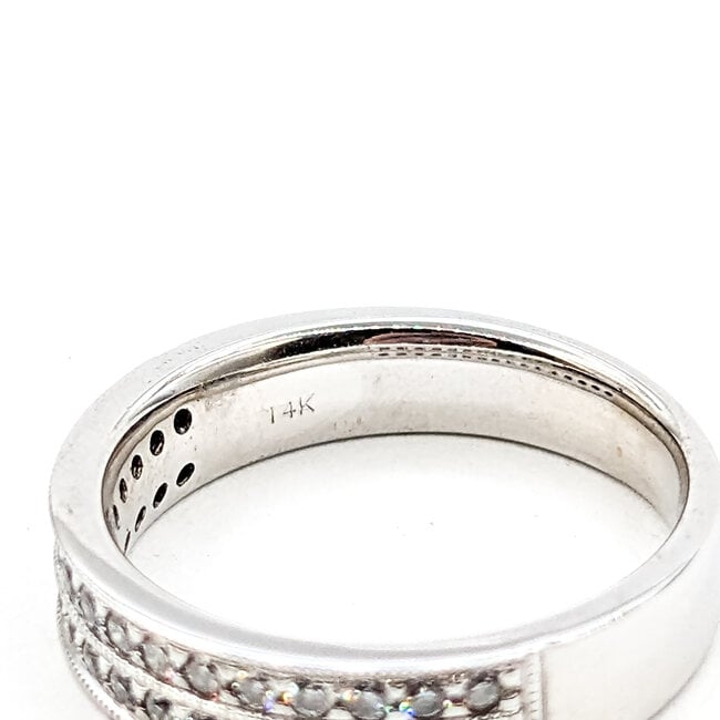 Ring 2-Row Milgrain .50ctw Round Diamonds 14kw 4.5mm Sz5.5 4.34g 125110035