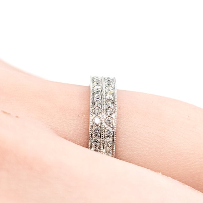 Ring 2-Row Milgrain .50ctw Round Diamonds 14kw 4.5mm Sz5.5 4.34g 125110035