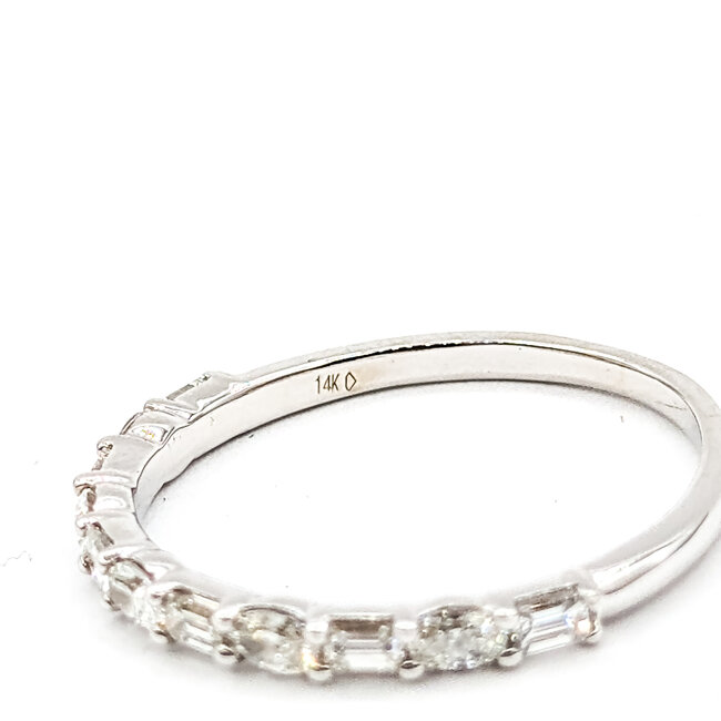 Ring Band .75ctw Baguette & Emerald Diamonds 14kw 1.75mm Sz7.25 1.93g 125110055